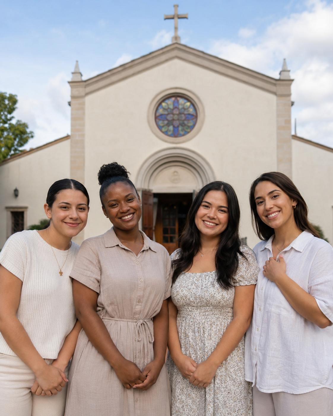 Team Piccoli Discepoli davanti alla chiesa